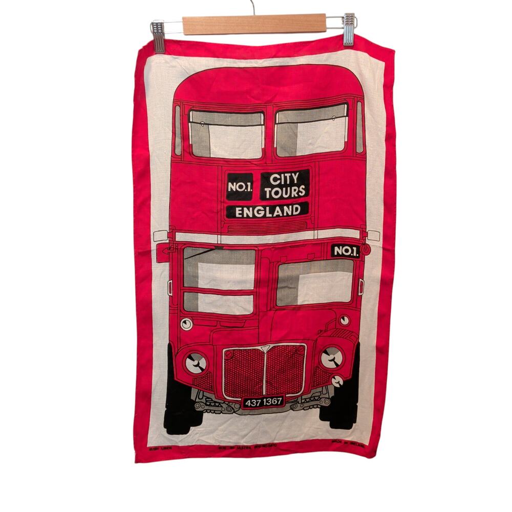 Ulster Weavers 100% Pure Irish Linen London Double Decker Bus Dishcloth Red Rare